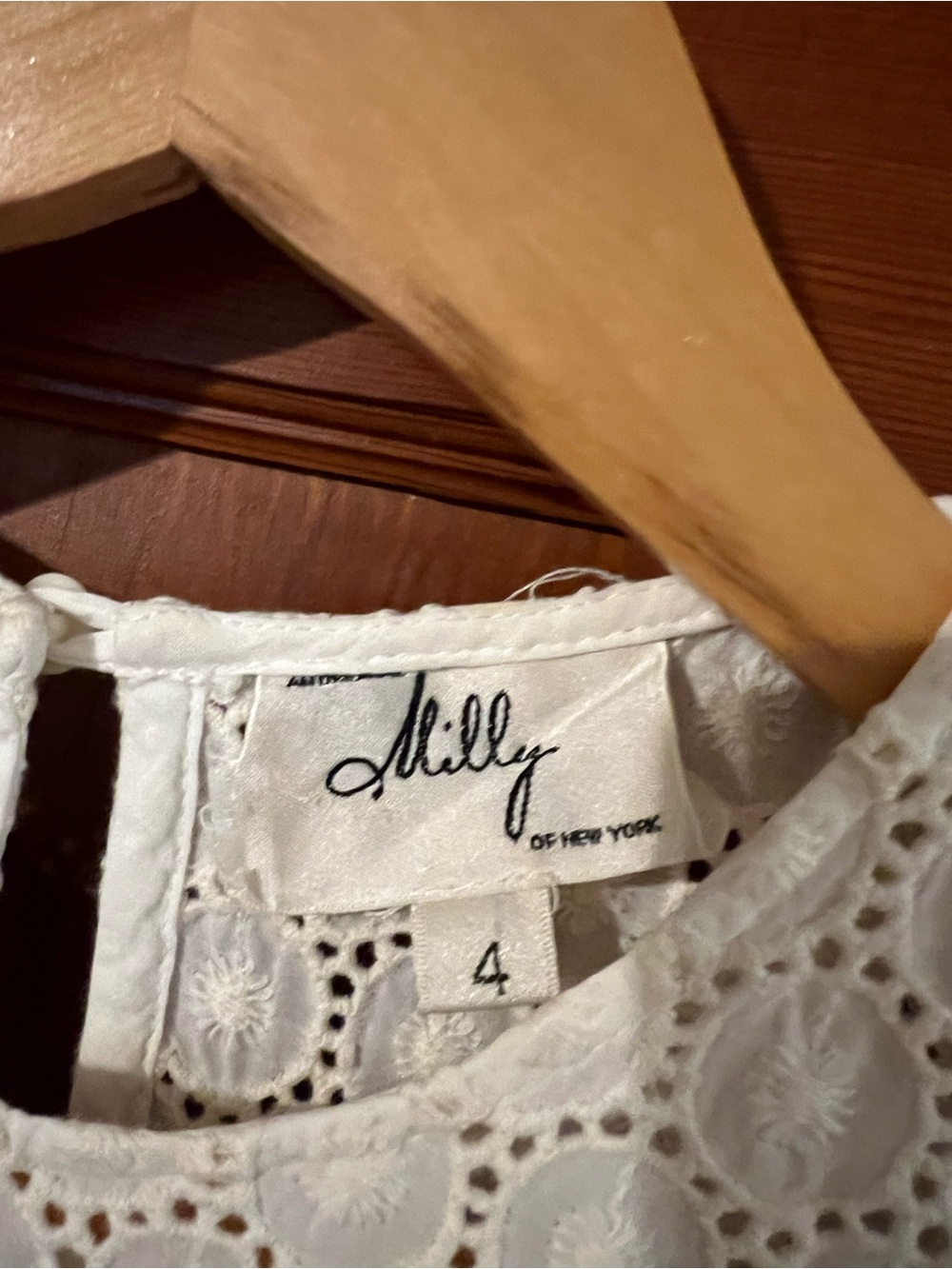 Vintage Milly New York Y2K Eyelet Lace Shift Dress Ivory 4 Boho Chic - Picture 3 of 8
